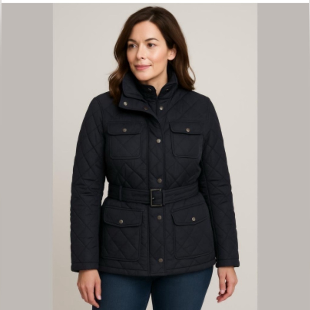 Gap Belted Puffer Coat Women's Size Small Petite Flinted Gray
